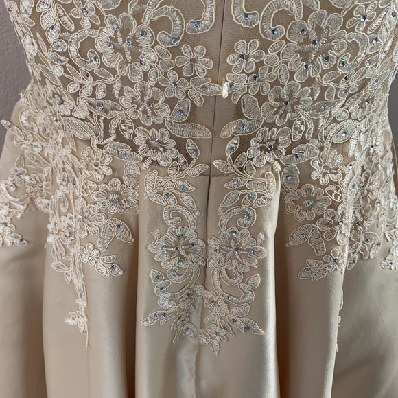 Dancing Queen Lace Crystal Princess Neckline Gown - Picture 8 of 16